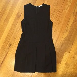 Vince Black V-Neck Pleated Dress with Pockets